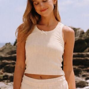 Daily Drills Pointelle Tank Top in Yellow XS/S